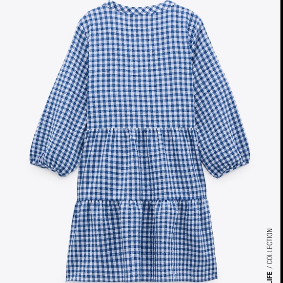 Zara Blue White Gingham Mini Dress NWT 3564/066 - Picture 8 of 11